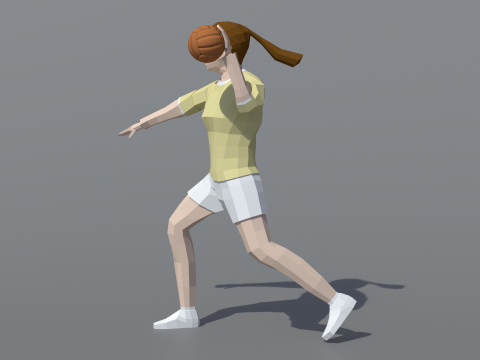 Gadis Poli Rendah Bermain Bola Tangan Model 3D