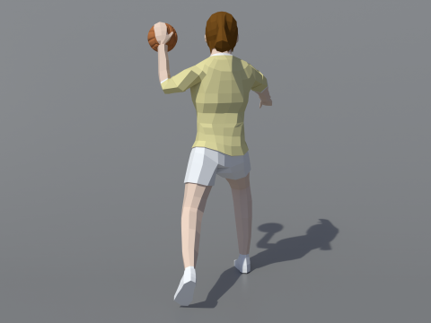 Gadis Poli Rendah Bermain Bola Tangan Model 3D