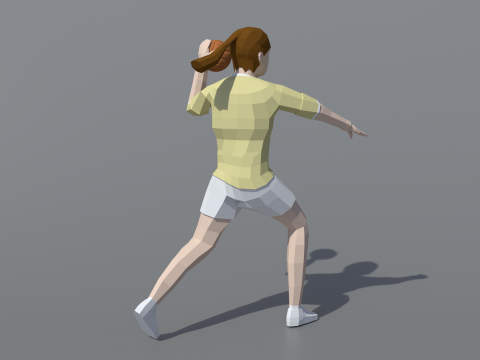 Gadis Poli Rendah Bermain Bola Tangan Model 3D