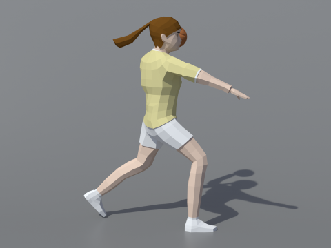 Gadis Poli Rendah Bermain Bola Tangan Model 3D