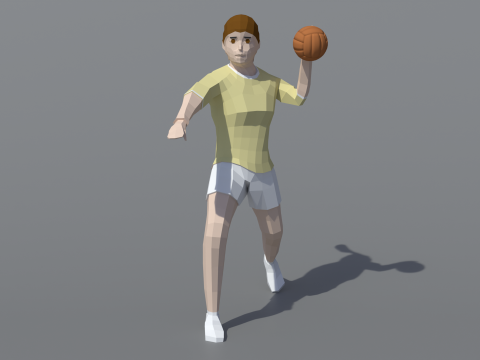 Gadis Poli Rendah Bermain Bola Tangan Model 3D