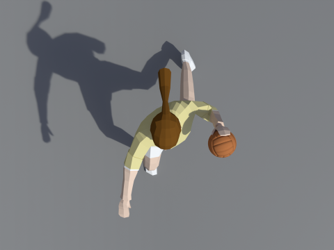 Gadis Poli Rendah Bermain Bola Tangan Model 3D