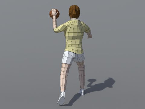 Gadis Poli Rendah Bermain Bola Tangan Model 3D