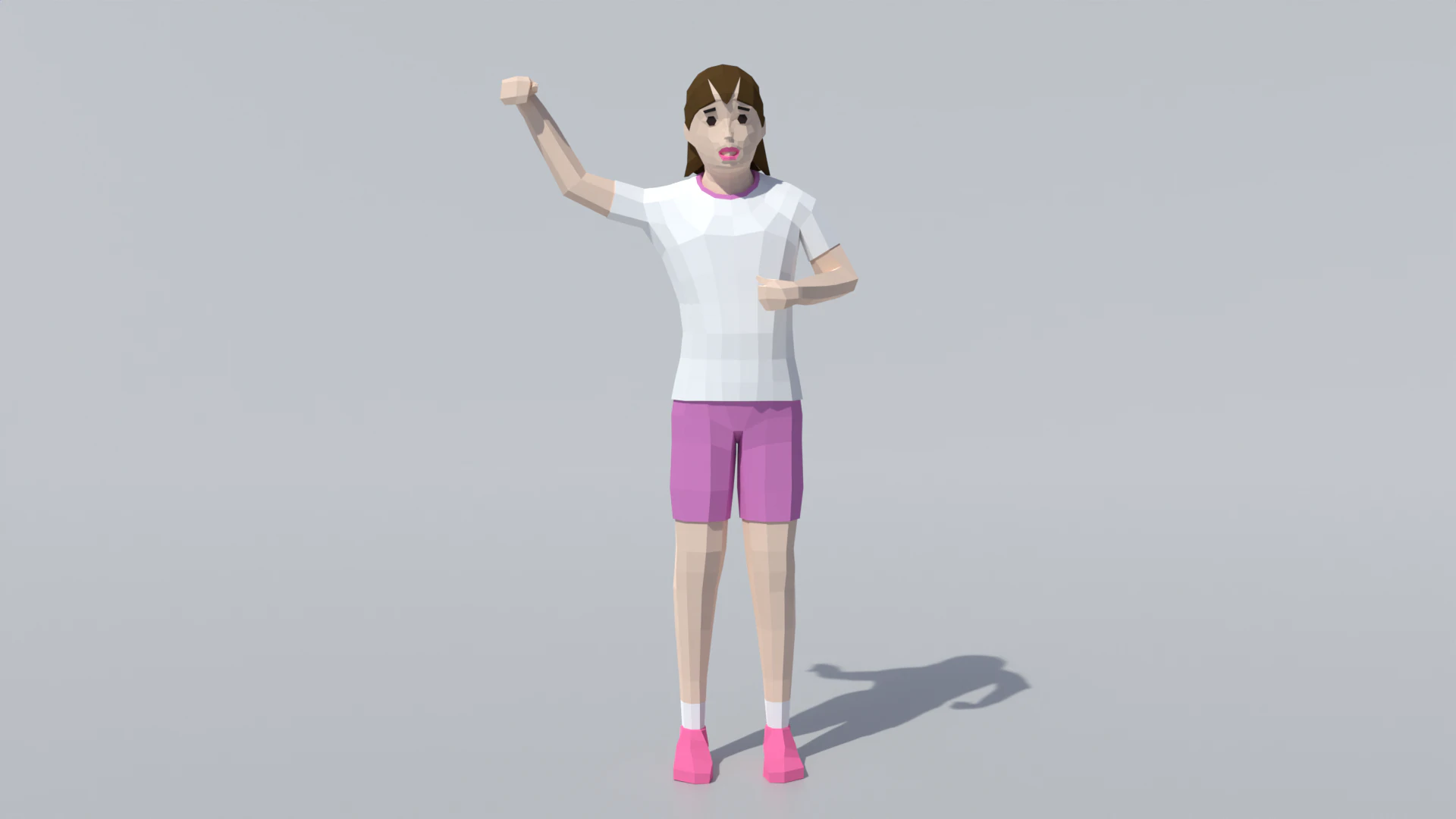 Low Poly Girl Celebrating 3D Model .c4d .max .obj .3ds .fbx .stl .blend