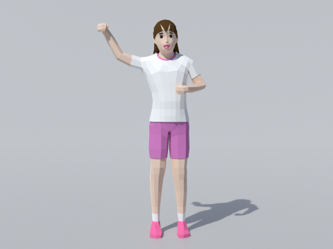 Fille Low Poly Célébrant Modèle 3D