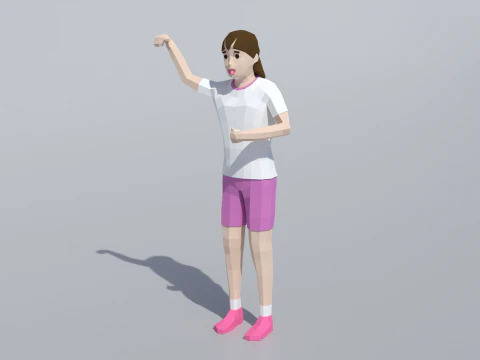 Low Poly Girl Celebrating 3D Model