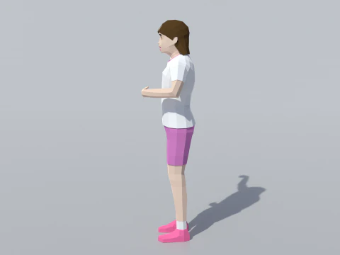 Low Poly Girl Celebrating 3D Model