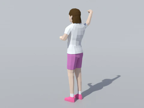 Low Poly Girl Celebrating 3D Model