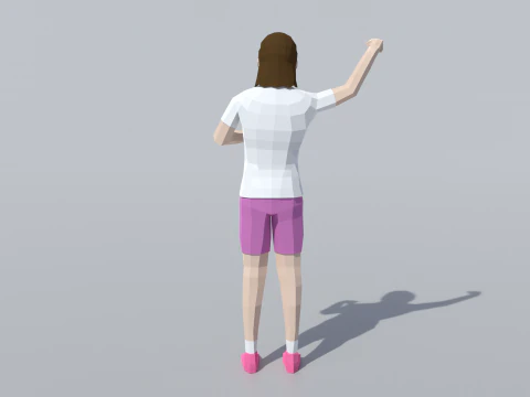 Low Poly Girl Celebrating 3D Model