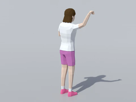 Low Poly Girl Celebrating 3D Model