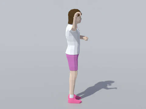 Low Poly Girl Celebrating 3D Model