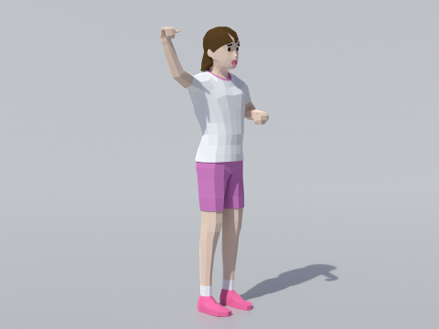 低聚女孩庆祝 3D 模型