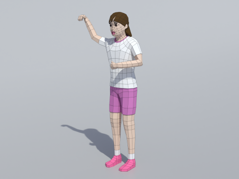 低聚女孩庆祝 3D 模型