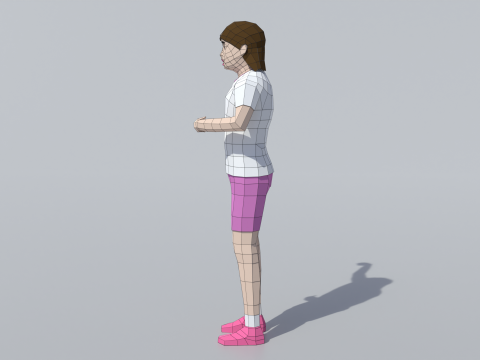 低聚女孩庆祝 3D 模型