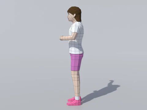 Low Poly Girl Celebrating 3D Model
