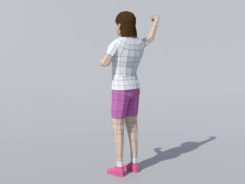 Low Poly Girl Celebrating 3D Model