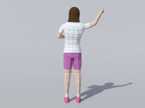 Low Poly Girl Celebrating 3D Model