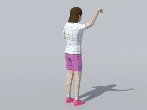 Low Poly Girl Celebrating 3D Model