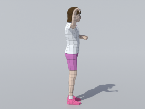 低聚女孩庆祝 3D 模型