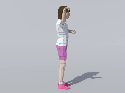 Low Poly Girl Celebrating 3D Model