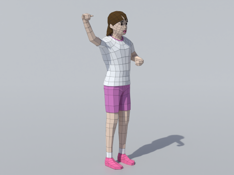 低聚女孩庆祝 3D 模型