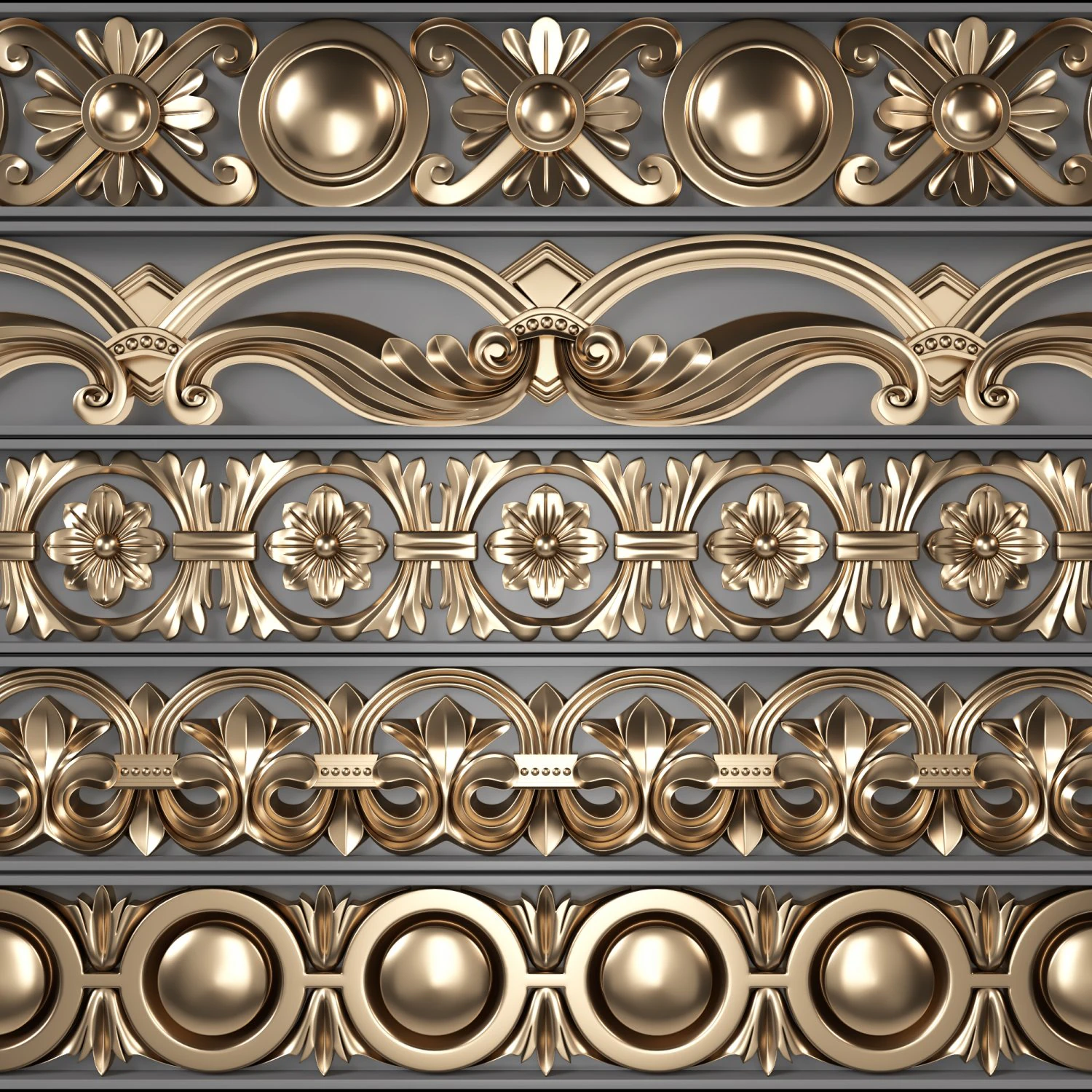 Trim Ornament 03 3D Model .c4d .max .obj .3ds .fbx .stl .blend 