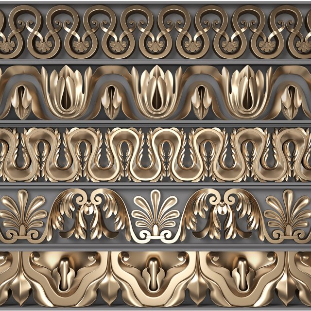 Trim Ornament 04 3D Модель .c4d .max .obj .3ds .fbx .stl .blend 