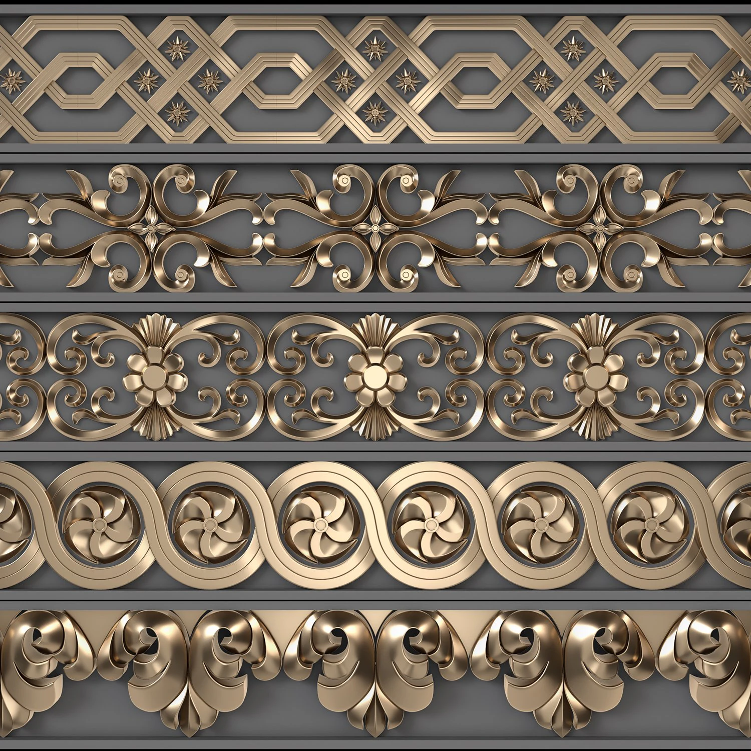 Trim Ornament 09 3D Model .c4d .max .obj .3ds .fbx .stl .blend