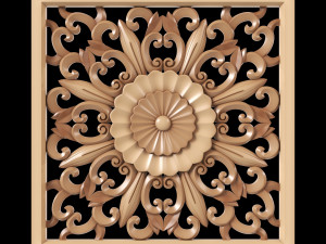Wood Carving Wall Art 01 Model 3D
