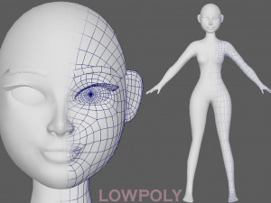 base mesh girl character 3D Model