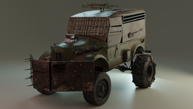 post-apocalyptic truck 3D Model .c4d .max .obj .3ds .fbx .stl .blend 