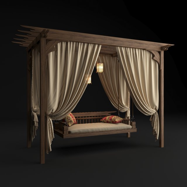 garden swing Model 3D .c4d .max .obj .3ds .fbx .stl .blend 
