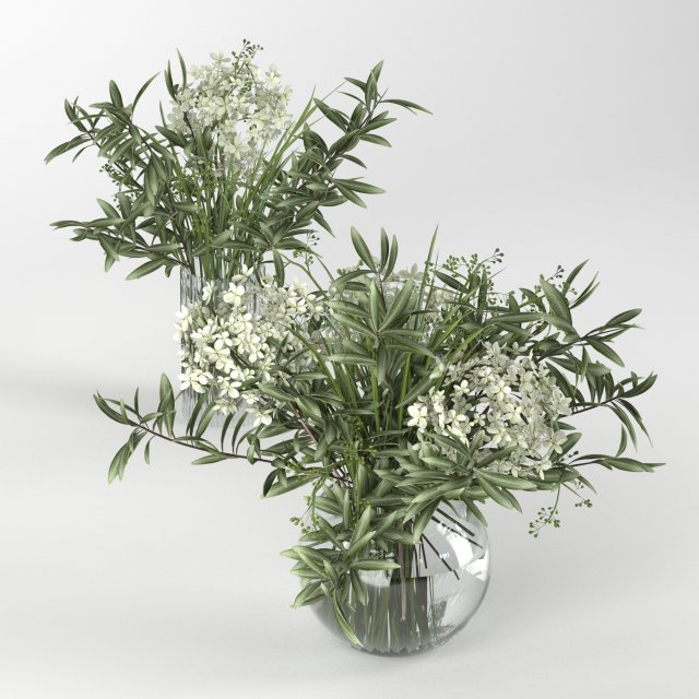 bouquet of hydrangea olive branch and eucalyptus 3D Модель .c4d .max .obj .3ds .fbx .stl .blend 