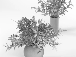 bouquet of hydrangea olive branch and eucalyptus 3D Model