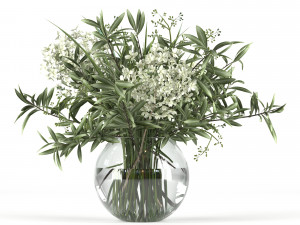 bouquet of hydrangea olive branch and eucalyptus 3D Модель