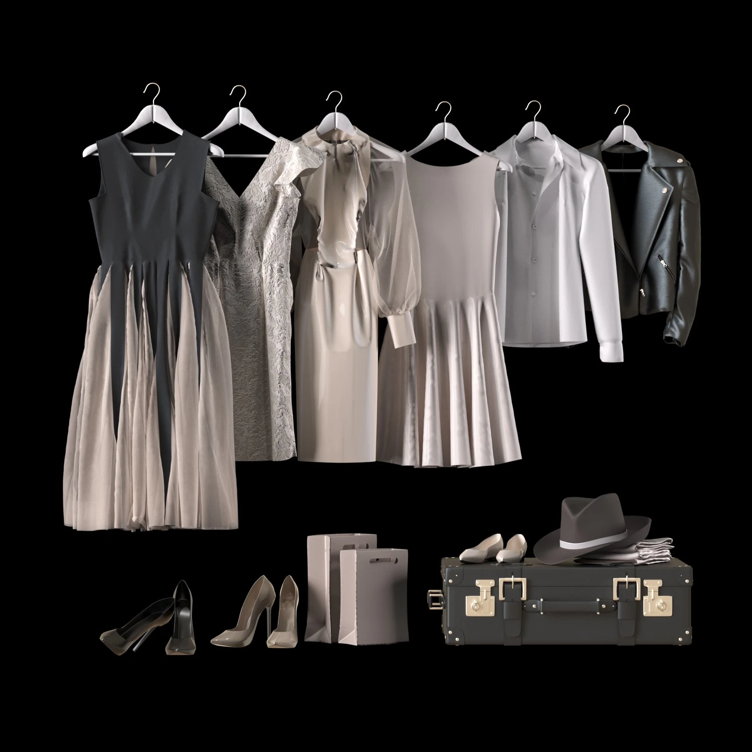 clothes set 3D Model .c4d .max .obj .3ds .fbx .stl .blend 
