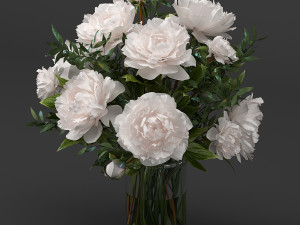 bouquet of white pions Model 3D