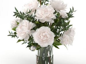 bouquet of white pions Model 3D