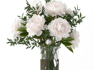 bouquet of white pions Model 3D
