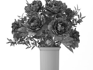 bouquet of white pions Model 3D