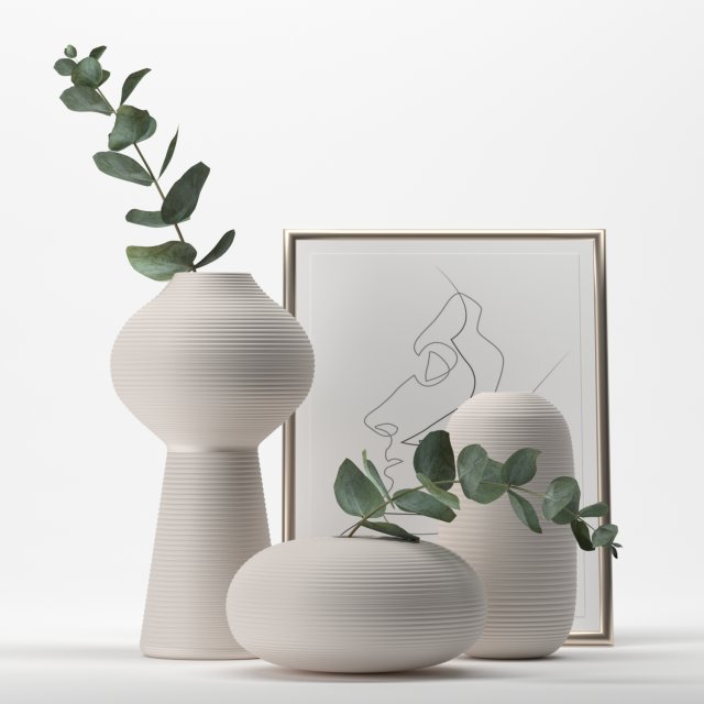 bouquet of eucalyptus branches in the white jar 3D मॉडल .c4d .max .obj .3ds .fbx .stl .blend 