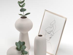 bouquet of eucalyptus branches in the white jar 3D मॉडल