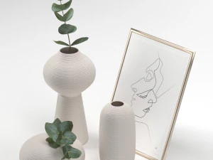 bouquet of eucalyptus branches in the white jar 3D Model