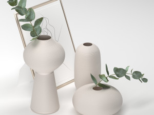 bouquet of eucalyptus branches in the white jar 3D मॉडल