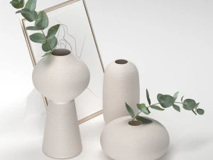 bouquet of eucalyptus branches in the white jar 3D Model