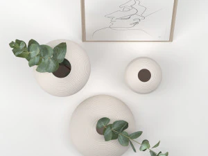 bouquet of eucalyptus branches in the white jar 3D Model