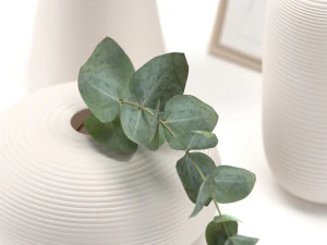 bouquet of eucalyptus branches in the white jar 3D Model