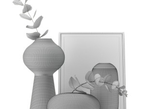 bouquet of eucalyptus branches in the white jar 3D मॉडल