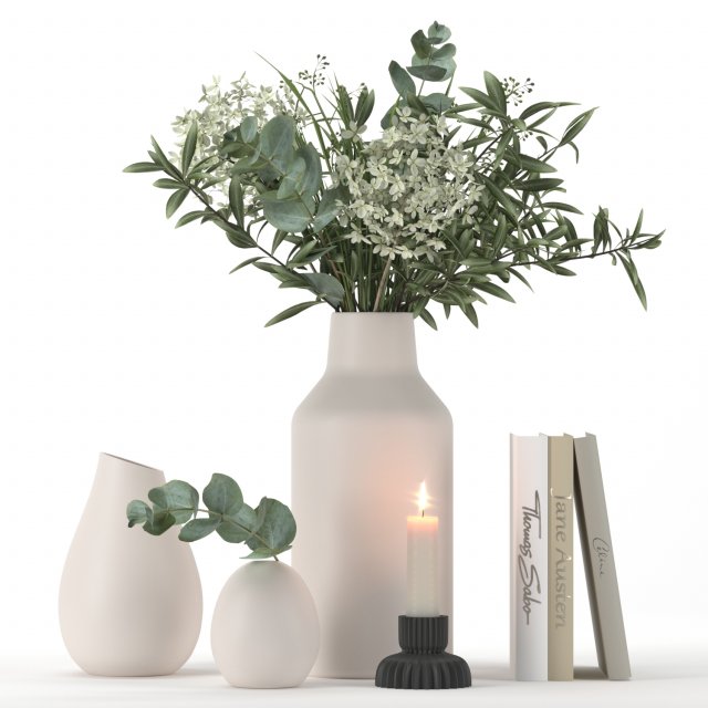 bouquet of eucalyptus and hydrangea 3D 모델 .c4d .max .obj .3ds .fbx .stl .blend 