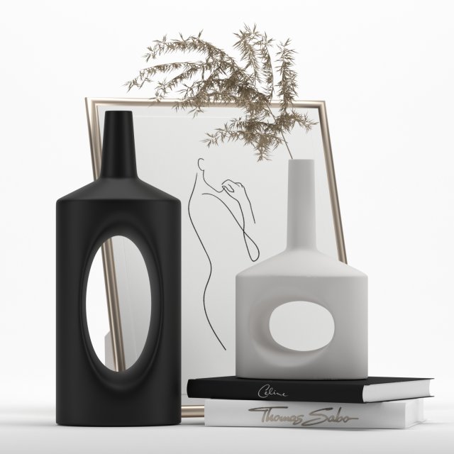 decorative set vases with a hole 3D Model .c4d .max .obj .3ds .fbx .stl .blend 